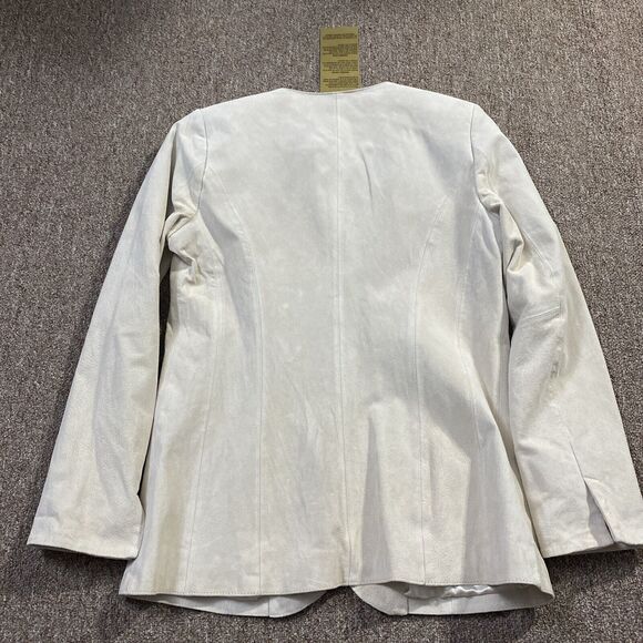 NWT Dennis Basso Beige Washable Suede Curved Hem Button Front Jacket NWT XS - Picture 8 of 8
